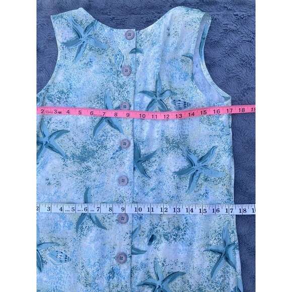 Vtg Sleeveless Maxi Dress Size S Small Square Neck Pocket Starfish Print Rayon - Picture 14 of 16